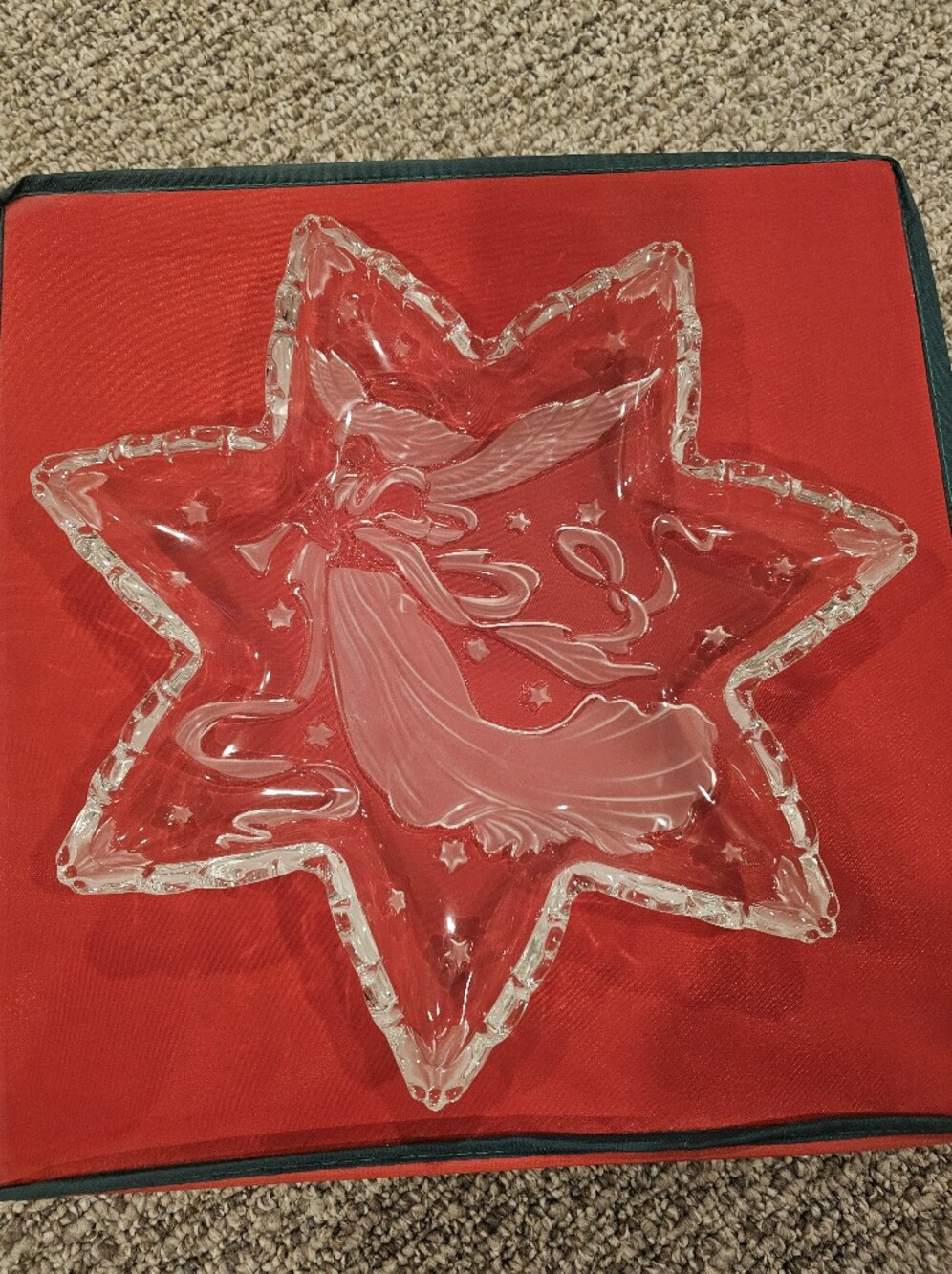 MIKASA Crystal Star-Shaped Glass Dish with Angel Motif